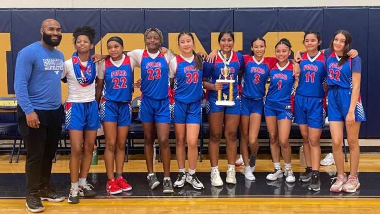 Ford Middle School 8th Grade Girls Collin County Hoop Fest Tournament Runners Up. JEBBS student no. 11 Daniela Acosta