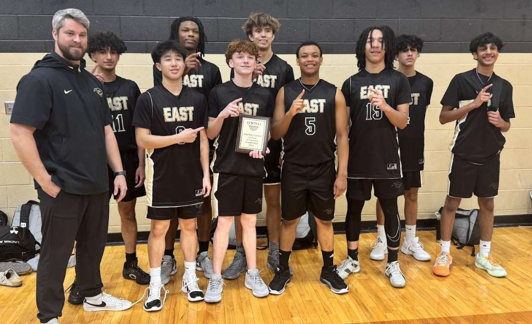 Plano East JV Boys Basketball Team – Champions Of The Keller Central Basketball Tournament/ JEBB student Julian Malone no. 5