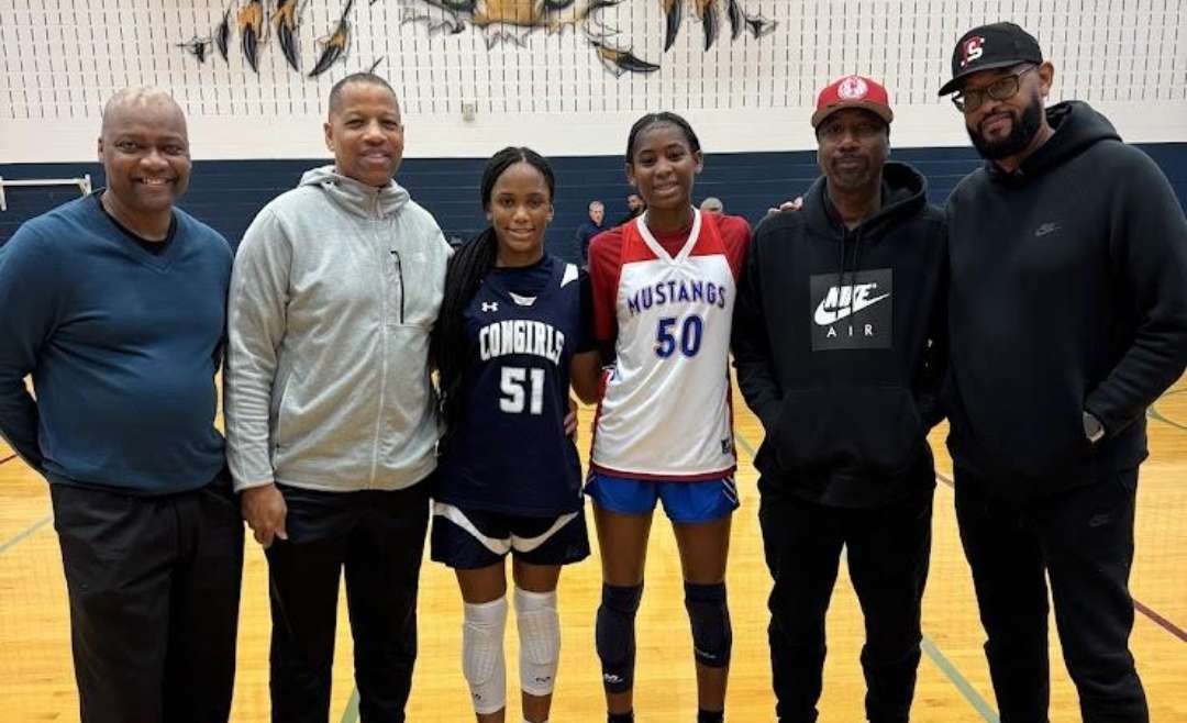 JEBBS 2030 Class Rising Stars Jasmine Bedford and Lauren Smith pictured with Coach Brown, Coach Holcombe, Coach Mo and Coach Webster During The Collin County Hoop Fest Basketball Tournament.