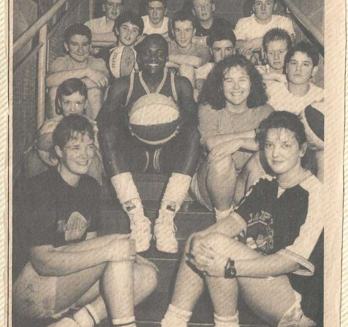 Coach Brown Visits Schools After His Pro Team Won The National Championship In 1988