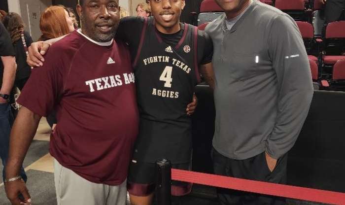 Coach Brown Visits His Former Student, Wade Taylor IV, At His Texas A&M Basketball Game To Watch Him Play